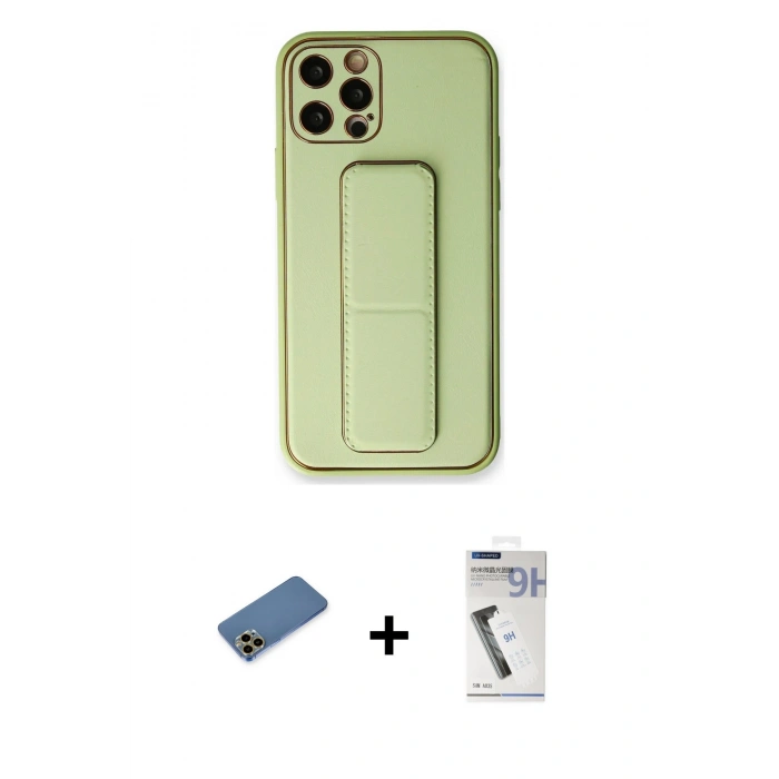 MARSİLYAN™- iPhone 12 Pro Kılıf Akış Doku - Şeffaf Uv Polymer Nano Ekran Koruyucu + Shine Kamera Lens Koruma Cam - GD