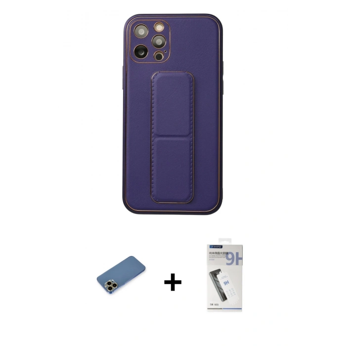 MARSİLYAN™- iPhone 12 Pro Kılıf Akış Doku - Şeffaf Uv Polymer Nano Ekran Koruyucu + Shine Kamera Lens Koruma Cam - GD