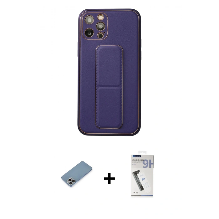 MARSİLYAN™- iPhone 12 Pro Kılıf Akış Doku - Şeffaf Uv Polymer Nano Ekran Koruyucu + Shine Kamera Lens Koruma Cam - GI