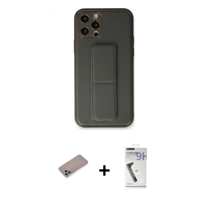 MARSİLYAN™- iPhone 12 Pro Kılıf Akış Doku - Şeffaf Uv Polymer Nano Ekran Koruyucu + Shine Kamera Lens Koruma Cam - SABE