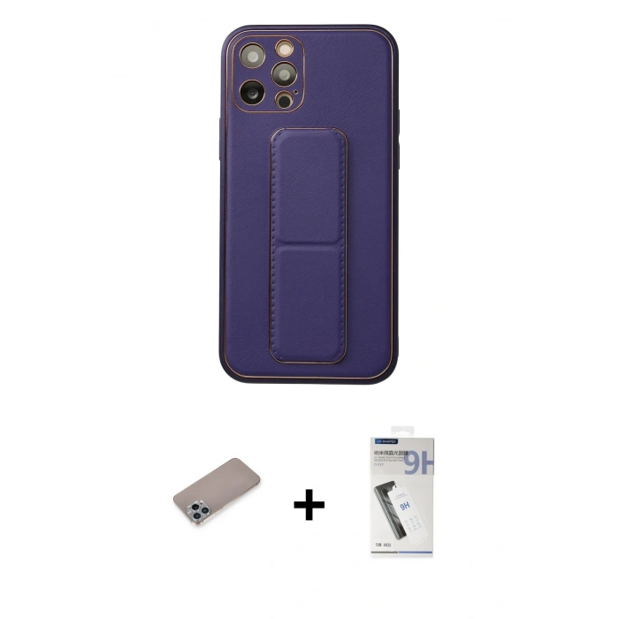 MARSİLYAN™- iPhone 12 Pro Kılıf Akış Doku - Şeffaf Uv Polymer Nano Ekran Koruyucu + Shine Kamera Lens Koruma Cam - SABE