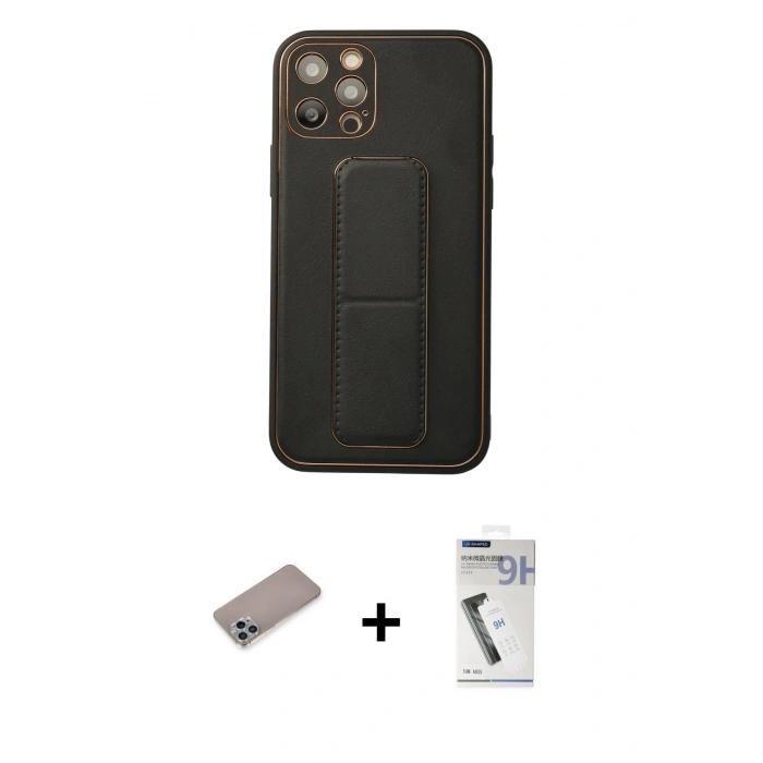 MARSİLYAN™- iPhone 12 Pro Kılıf Akış Doku - Şeffaf Uv Polymer Nano Ekran Koruyucu + Shine Kamera Lens Koruma Cam - SABE