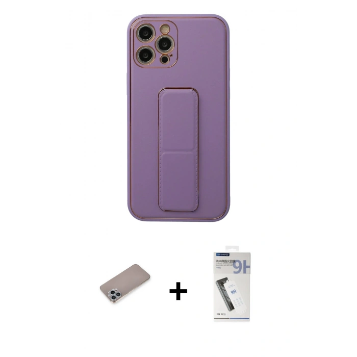 MARSİLYAN™- iPhone 12 Pro Kılıf Akış Doku - Şeffaf Uv Polymer Nano Ekran Koruyucu + Shine Kamera Lens Koruma Cam - SABE