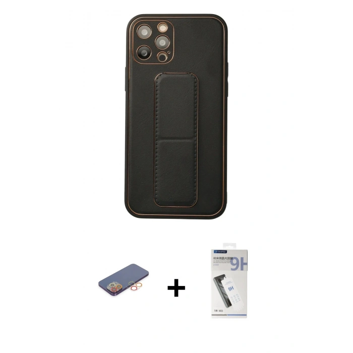 MARSİLYAN™- iPhone 12 Pro Kılıf Akış Doku - Şeffaf Uv Polymer Nano Ekran Koruyucu + Renkli Kamera Lens Koruma Cam - TU