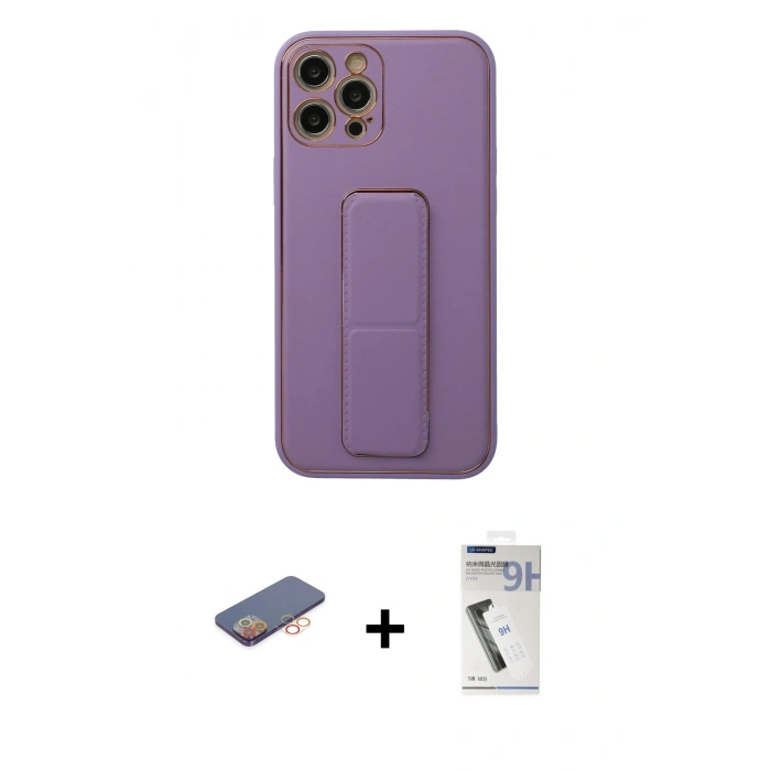 MARSİLYAN™- iPhone 12 Pro Kılıf Akış Doku - Şeffaf Uv Polymer Nano Ekran Koruyucu + Renkli Kamera Lens Koruma Cam - TU
