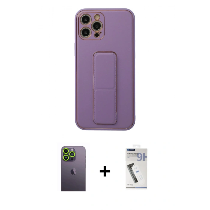 MARSİLYAN™- iPhone 12 Pro Kılıf Akış Doku - Şeffaf Uv Polymer Nano Ekran Koruyucu + Neon Fosforlu Kamera Lens - YL