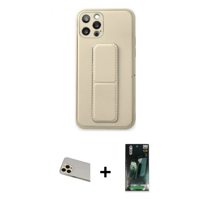 MARSİLYAN™- iPhone 12 Pro Kılıf Akış Doku - Siyah 360 Mat Full Body Arka Koruyucu + Rainbow Kamera Lens Koruma Cam - GD