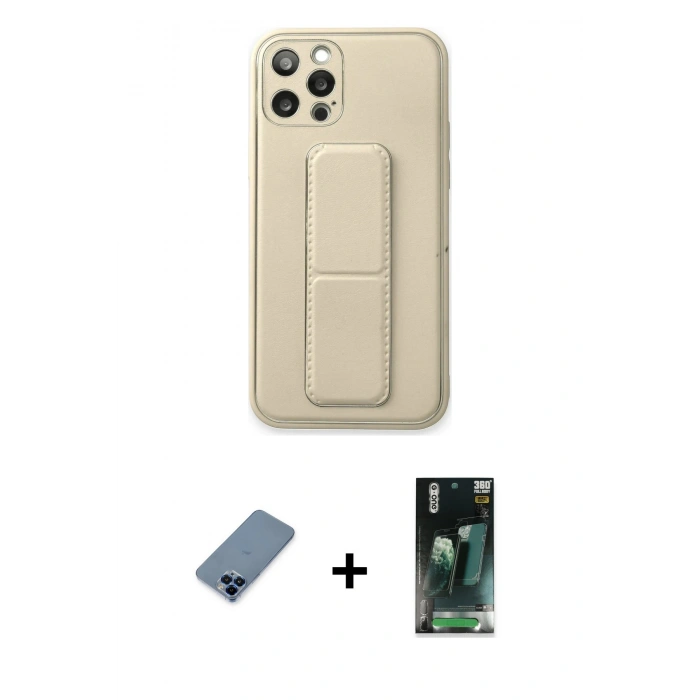 MARSİLYAN™- iPhone 12 Pro Kılıf Akış Doku - Siyah 360 Mat Full Body Arka Koruyucu + Metal Kamera Lens Koruma Cam - MI