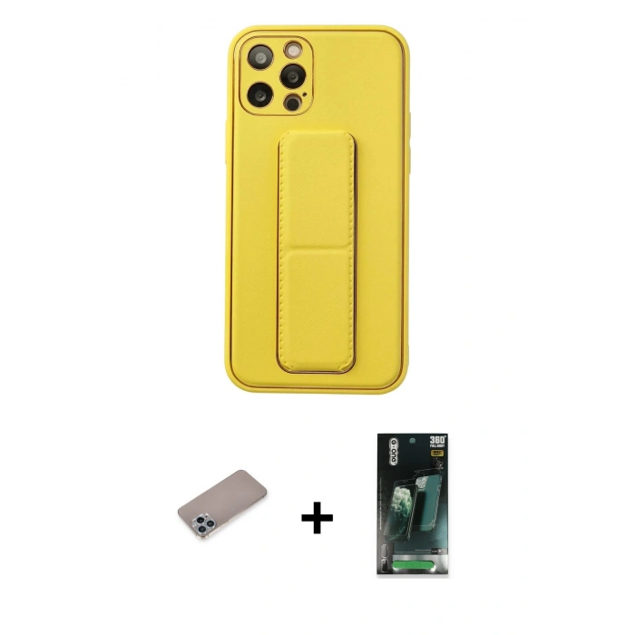 MARSİLYAN™- iPhone 12 Pro Kılıf Akış Doku - Siyah 360 Mat Full Body Arka Koruyucu + Sierra Blue Shine Kamera Lens Koruma Cam