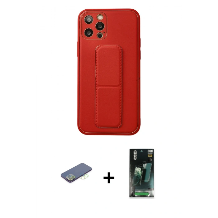 MARSİLYAN™- iPhone 12 Pro Kılıf Akış Doku - Siyah 360 Mat Full Body Arka Koruyucu + Renkli Kamera Lens Koruma Cam - YL