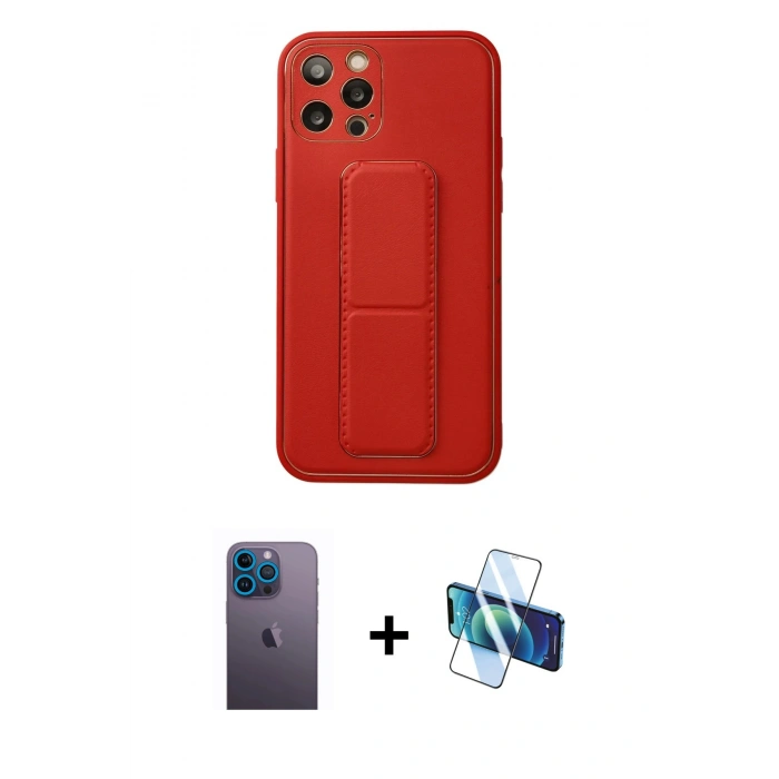 MARSİLYAN™- iPhone 12 Pro Kılıf Akış Doku - Siyah 3D Antistatik Cam Ekran Koruyucu + Neon Fosforlu Kamera Lens - MI
