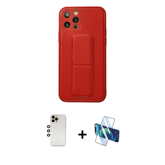MARSİLYAN™- iPhone 12 Pro Kılıf Akış Doku - Siyah 3D Antistatik Cam Ekran Koruyucu + Shine Kamera Lens - GD