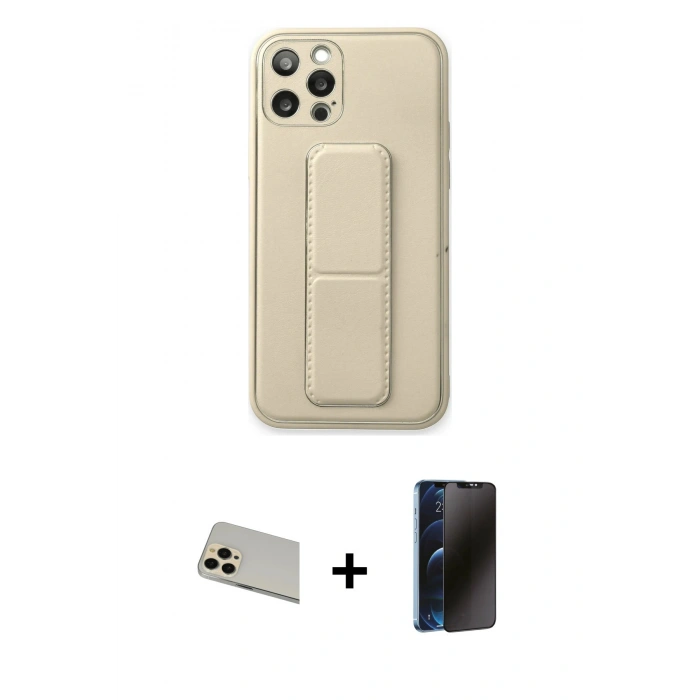 MARSİLYAN™- iPhone 12 Pro Kılıf Akış Doku - Siyah 3D Antistatik Hayalet Cam Ekran Koruyucu + Rainbow Kamera Lens Koruma Cam - GD