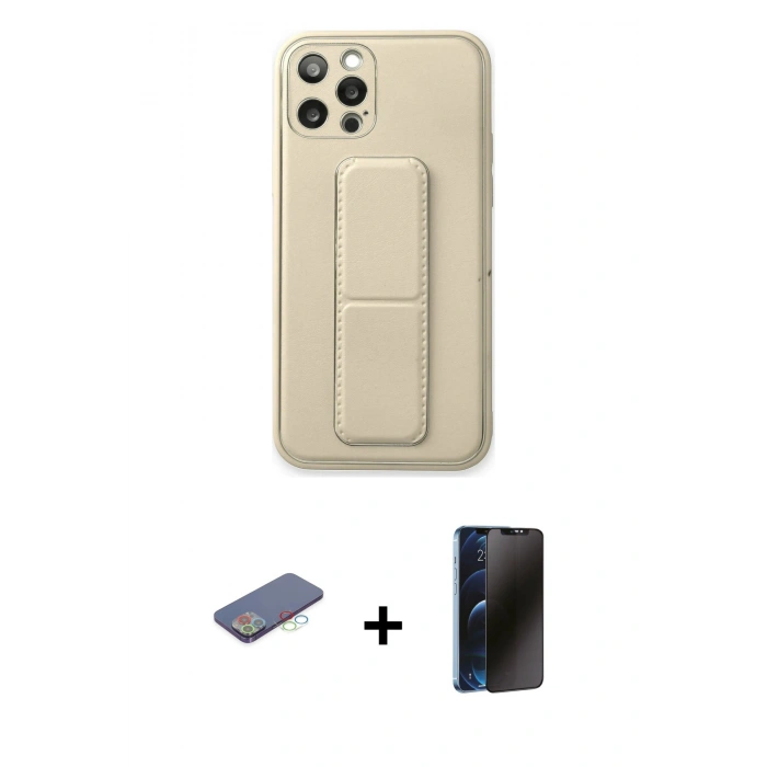 MARSİLYAN™- iPhone 12 Pro Kılıf Akış Doku - Siyah 3D Antistatik Hayalet Cam Ekran Koruyucu + Renkli Kamera Lens Koruma Cam - MI