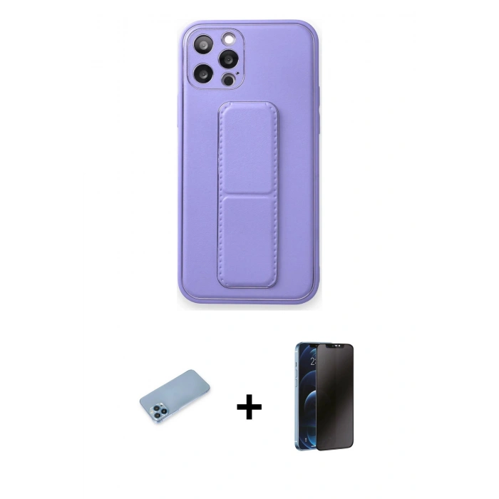 MARSİLYAN™- iPhone 12 Pro Kılıf Akış Doku - Siyah 3D Antistatik Hayalet Cam Ekran Koruyucu + Shine Kamera Lens Koruma Cam - MI