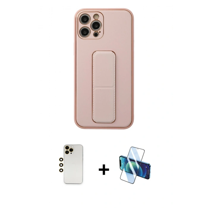 MARSİLYAN™- iPhone 12 Pro Kılıf Akış Doku - Siyah 3D Antistatik Seramik Nano Ekran Koruyucu + Shine Kamera Lens - GD