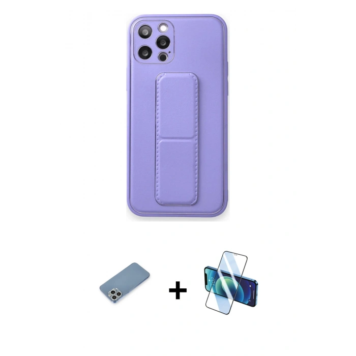 MARSİLYAN™- iPhone 12 Pro Kılıf Akış Doku - Siyah 3D Antistatik Seramik Nano Ekran Koruyucu + Shine Kamera Lens Koruma Cam - GS