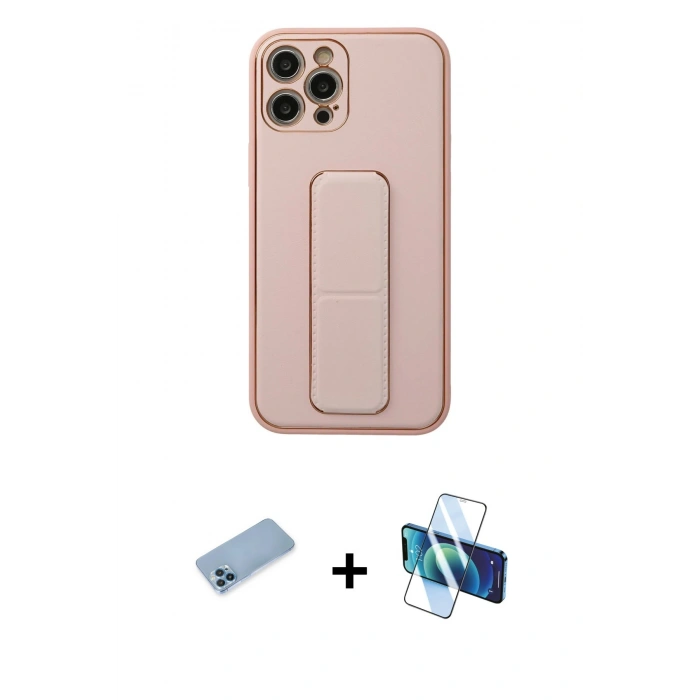 MARSİLYAN™- iPhone 12 Pro Kılıf Akış Doku - Siyah 3D Antistatik Seramik Nano Ekran Koruyucu + Shine Kamera Lens Koruma Cam - MI