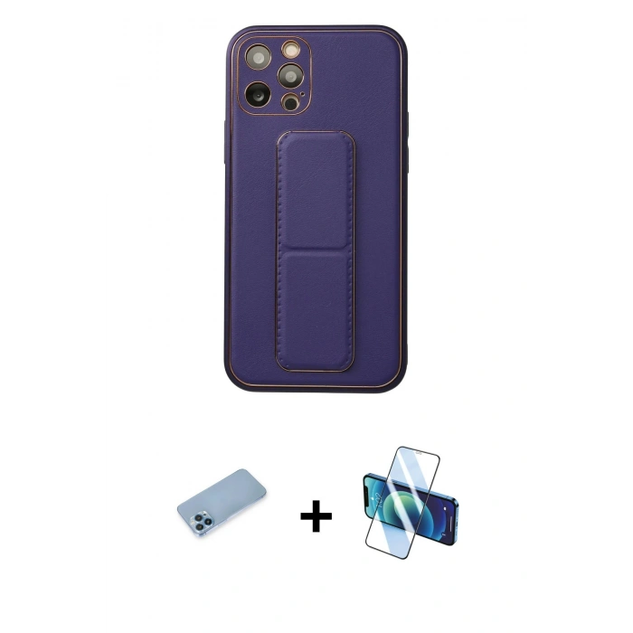 MARSİLYAN™- iPhone 12 Pro Kılıf Akış Doku - Siyah 3D Antistatik Seramik Nano Ekran Koruyucu + Shine Kamera Lens Koruma Cam - MI