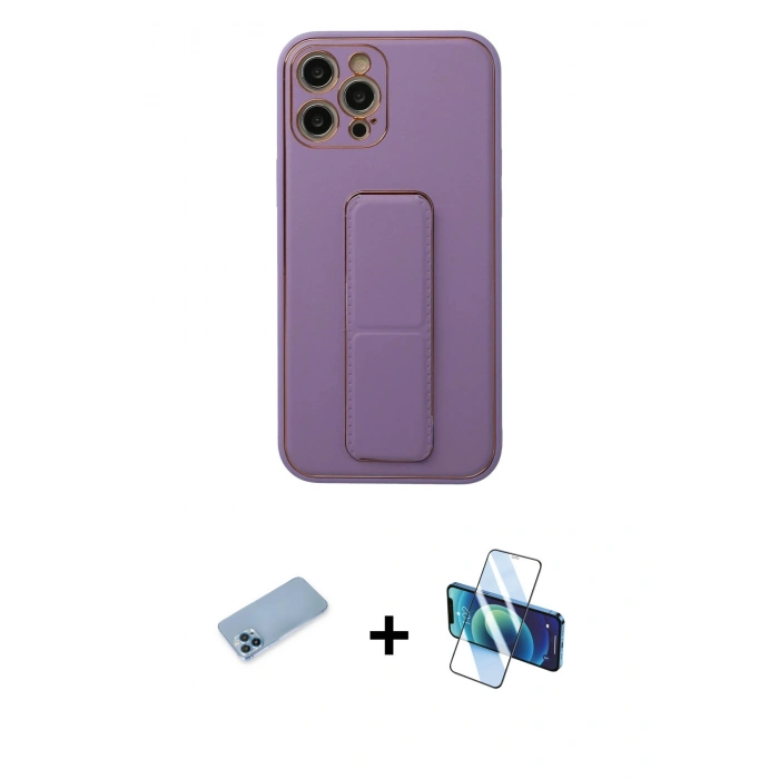MARSİLYAN™- iPhone 12 Pro Kılıf Akış Doku - Siyah 3D Antistatik Seramik Nano Ekran Koruyucu + Shine Kamera Lens Koruma Cam - MI