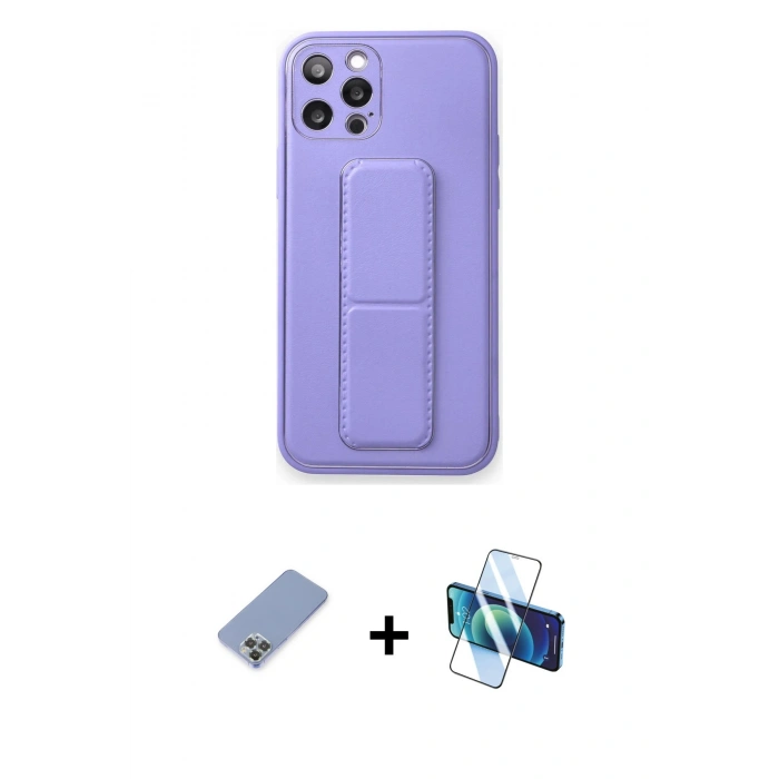 MARSİLYAN™- iPhone 12 Pro Kılıf Akış Doku - Siyah 3D Antistatik Seramik Nano Ekran Koruyucu + Metal Kamera Lens Koruma Cam - KUYL
