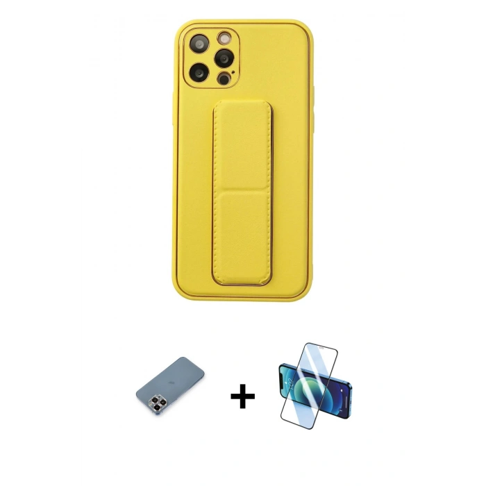 MARSİLYAN™- iPhone 12 Pro Kılıf Akış Doku - Siyah 3D Antistatik Seramik Nano Ekran Koruyucu + Metal Kamera Lens Koruma Cam - MR