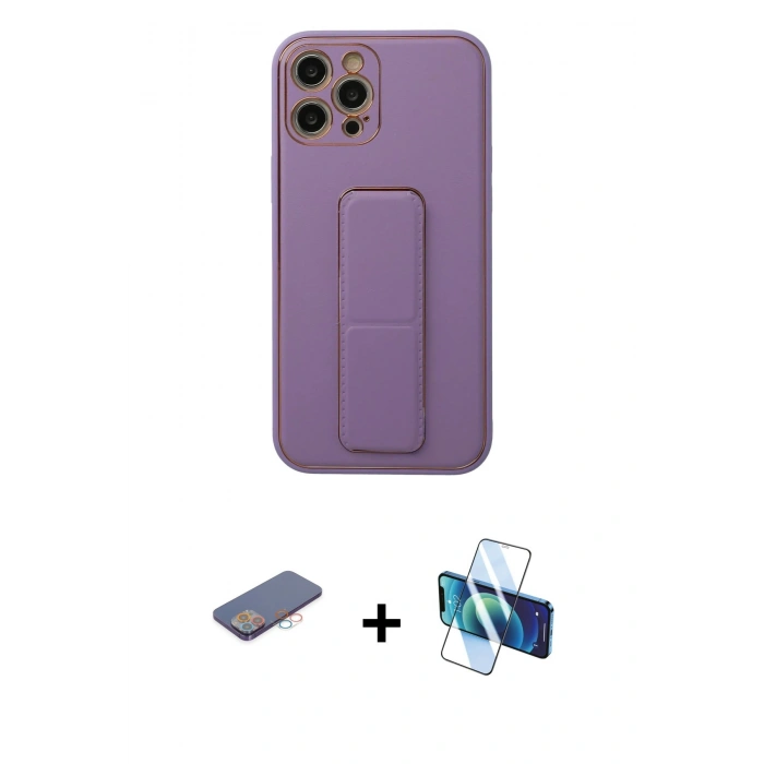 MARSİLYAN™- iPhone 12 Pro Kılıf Akış Doku - Siyah 3D Antistatik Seramik Nano Ekran Koruyucu + Renkli Kamera Lens Koruma Cam - PE