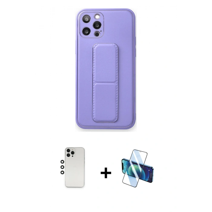 MARSİLYAN™- iPhone 12 Pro Kılıf Akış Doku - Siyah 3D Antistatik Seramik Nano Ekran Koruyucu + Shine Kamera Lens - GS
