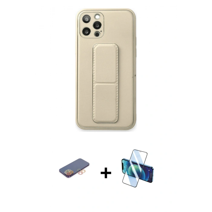 MARSİLYAN™- iPhone 12 Pro Kılıf Akış Doku - Siyah 3D Antistatik Seramik Nano Ekran Koruyucu + Renkli Kamera Lens Koruma Cam - TU