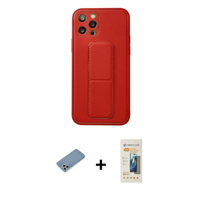 MARSİLYAN™- iPhone 12 Pro Kılıf Akış Doku - Siyah 6D Mat Seramik Hayalet Nano Ekran Koruyucu + Shine Kamera Lens Koruma Cam - GS