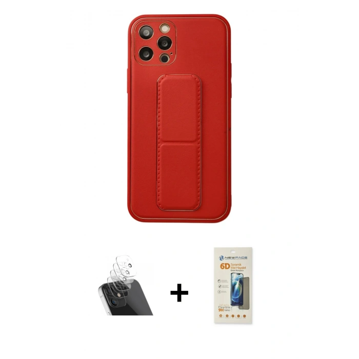 MARSİLYAN™- iPhone 12 Pro Kılıf Akış Doku - Siyah 6D Mat Seramik Hayalet Nano Ekran Koruyucu + Kamera Lens Koruma Cam - SF