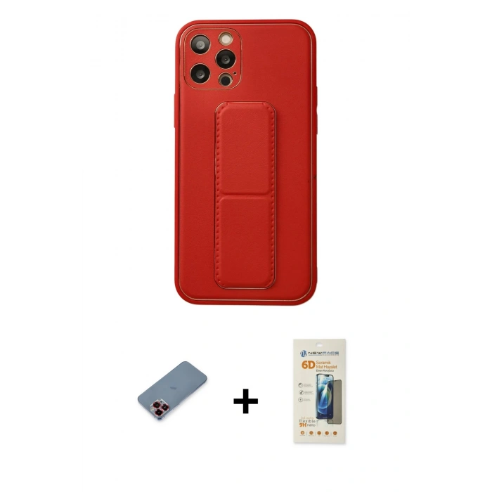 MARSİLYAN™- iPhone 12 Pro Kılıf Akış Doku - Siyah 6D Mat Seramik Hayalet Nano Ekran Koruyucu + Metal Kamera Lens Koruma Cam - KI