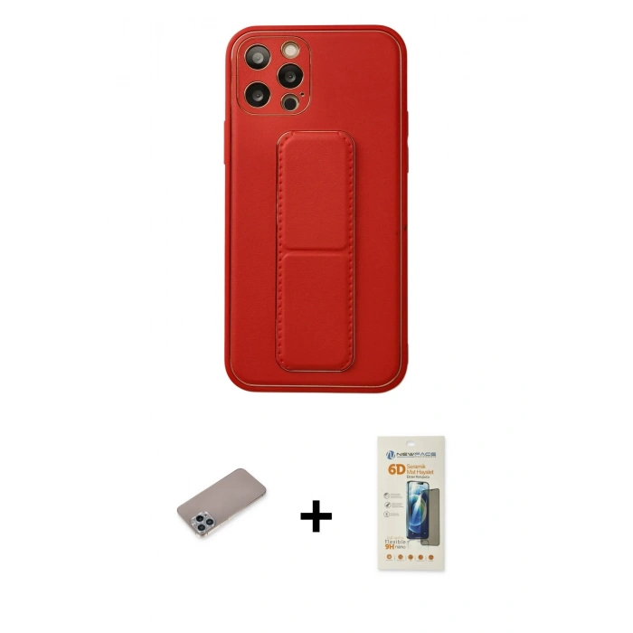 MARSİLYAN™- iPhone 12 Pro Kılıf Akış Doku - Siyah 6D Mat Seramik Hayalet Nano Ekran Koruyucu + Shine Kamera Lens Koruma Cam - SABE
