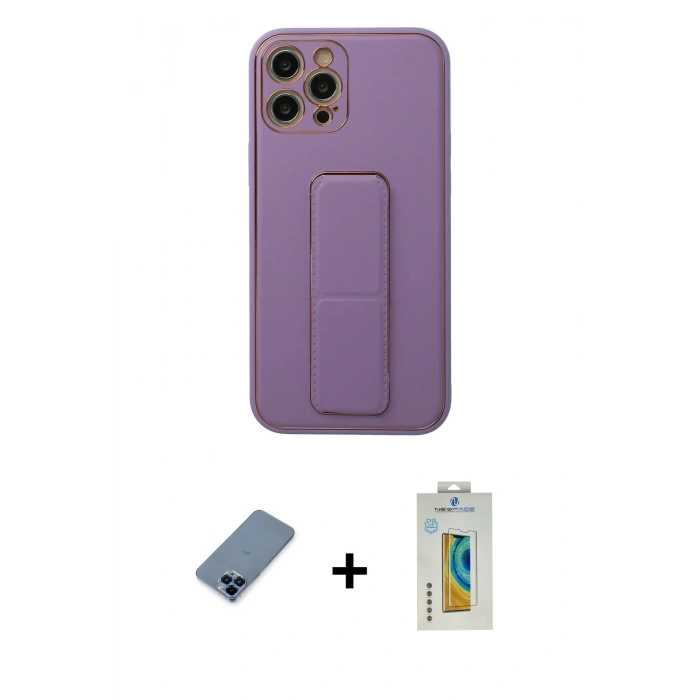 MARSİLYAN™- iPhone 12 Pro Kılıf Akış Doku - Siyah Polymer Nano Ekran Koruyucu + Metal Kamera Lens Koruma Cam - MI