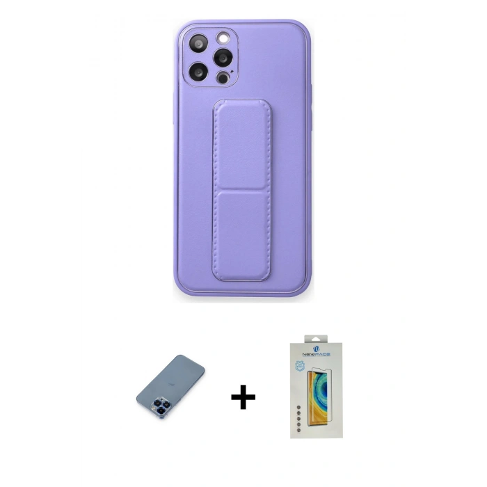 MARSİLYAN™- iPhone 12 Pro Kılıf Akış Doku - Siyah Polymer Nano Ekran Koruyucu + Metal Kamera Lens Koruma Cam - MI
