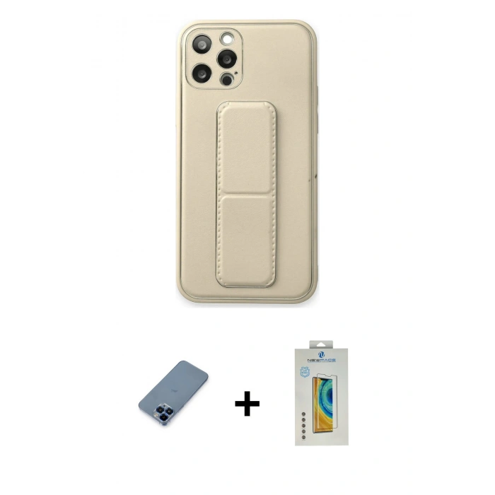 MARSİLYAN™- iPhone 12 Pro Kılıf Akış Doku - Siyah Polymer Nano Ekran Koruyucu + Metal Kamera Lens Koruma Cam - MI