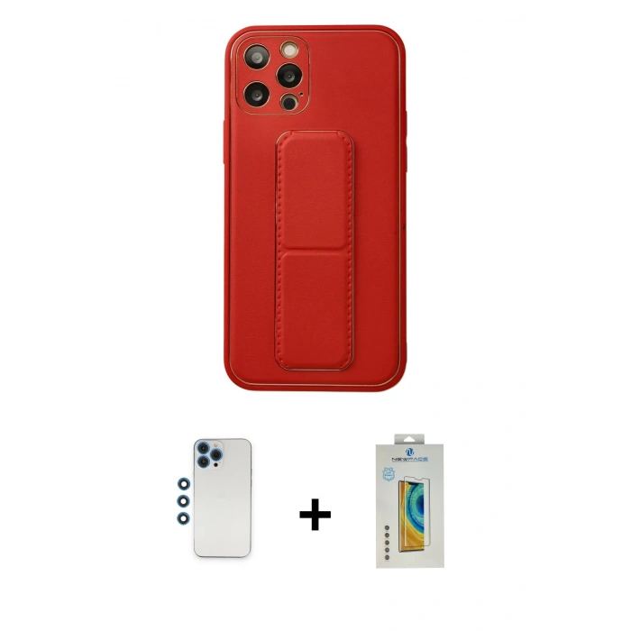 MARSİLYAN™- iPhone 12 Pro Kılıf Akış Doku - Siyah Polymer Nano Ekran Koruyucu + Mavi Shine Kamera Lens