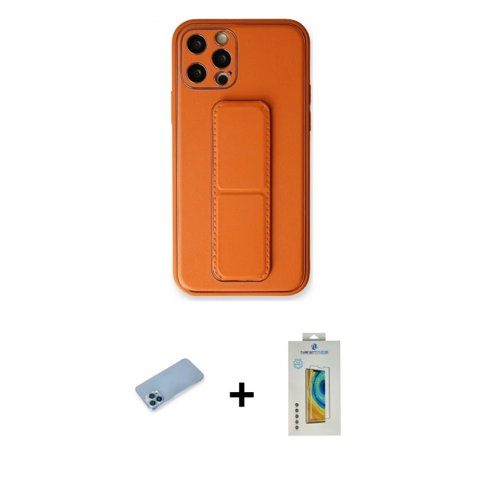 MARSİLYAN™- iPhone 12 Pro Kılıf Akış Doku - Siyah Polymer Nano Ekran Koruyucu + Mavi Shine Kamera Lens Koruma Cam
