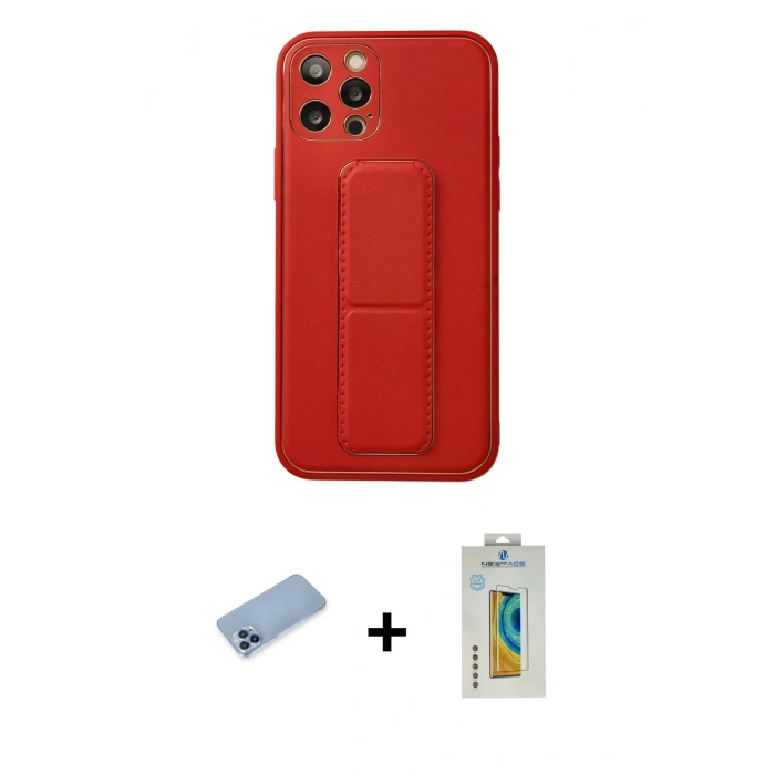 MARSİLYAN™- iPhone 12 Pro Kılıf Akış Doku - Siyah Polymer Nano Ekran Koruyucu + Mavi Shine Kamera Lens Koruma Cam