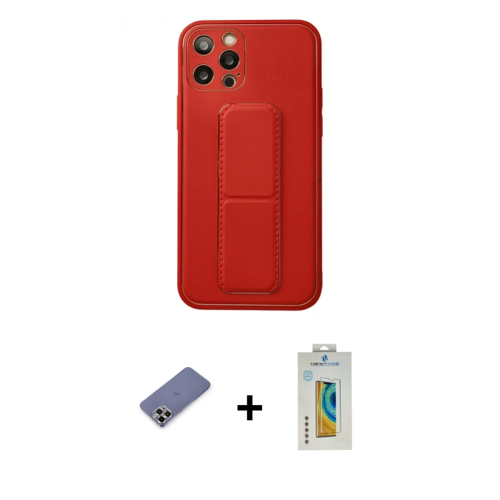 MARSİLYAN™- iPhone 12 Pro Kılıf Akış Doku - Siyah Polymer Nano Ekran Koruyucu + Metal Kamera Lens Koruma Cam - GD