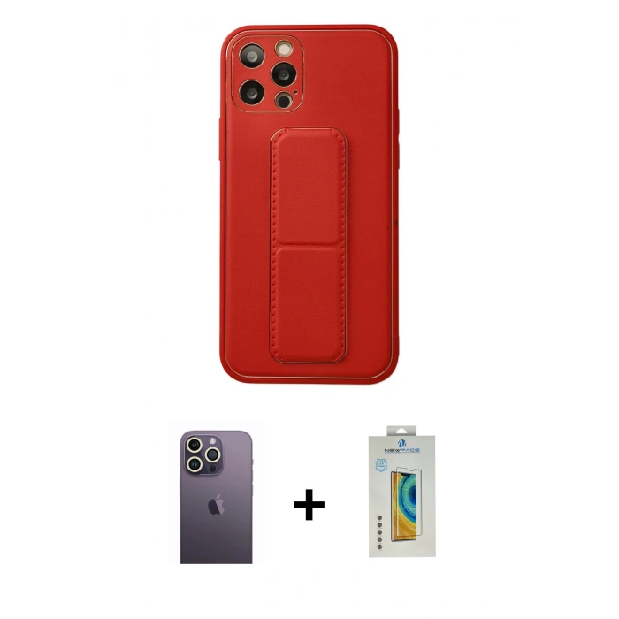MARSİLYAN™- iPhone 12 Pro Kılıf Akış Doku - Siyah Polymer Nano Ekran Koruyucu + Neon Fosforlu Kamera Lens - BZ