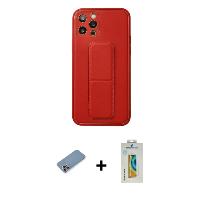MARSİLYAN™- iPhone 12 Pro Kılıf Akış Doku - Siyah Polymer Nano Ekran Koruyucu + Shine Kamera Lens Koruma Cam - PE