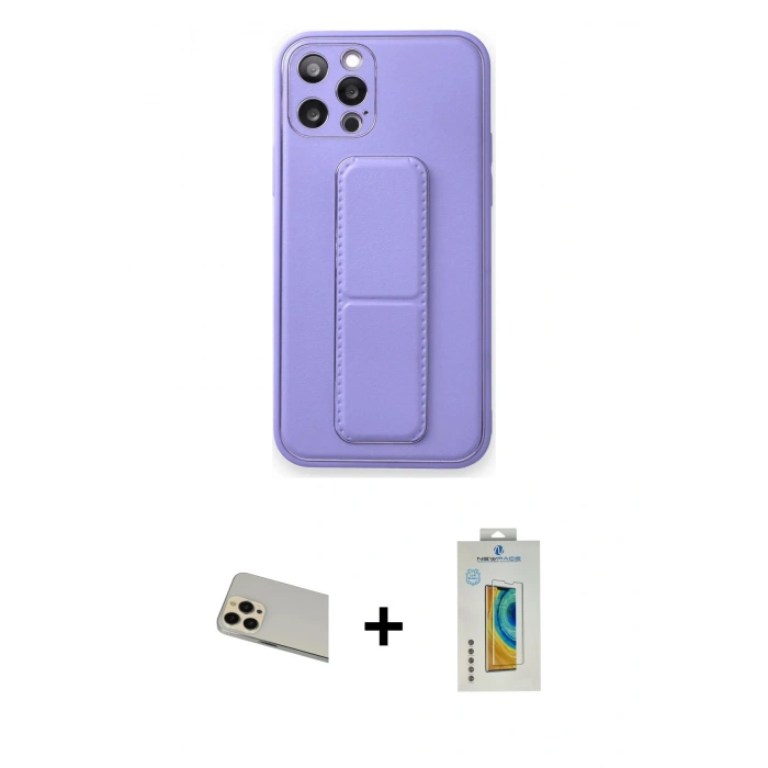 MARSİLYAN™- iPhone 12 Pro Kılıf Akış Doku - Siyah Polymer Nano Ekran Koruyucu + Rainbow Kamera Lens Koruma Cam - GD