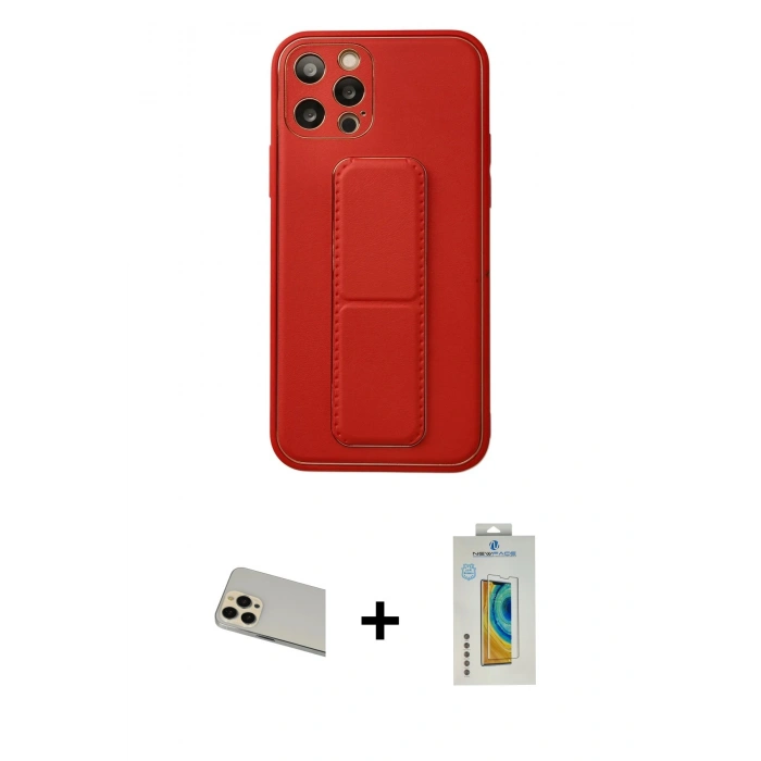 MARSİLYAN™- iPhone 12 Pro Kılıf Akış Doku - Siyah Polymer Nano Ekran Koruyucu + Rainbow Kamera Lens Koruma Cam - GD