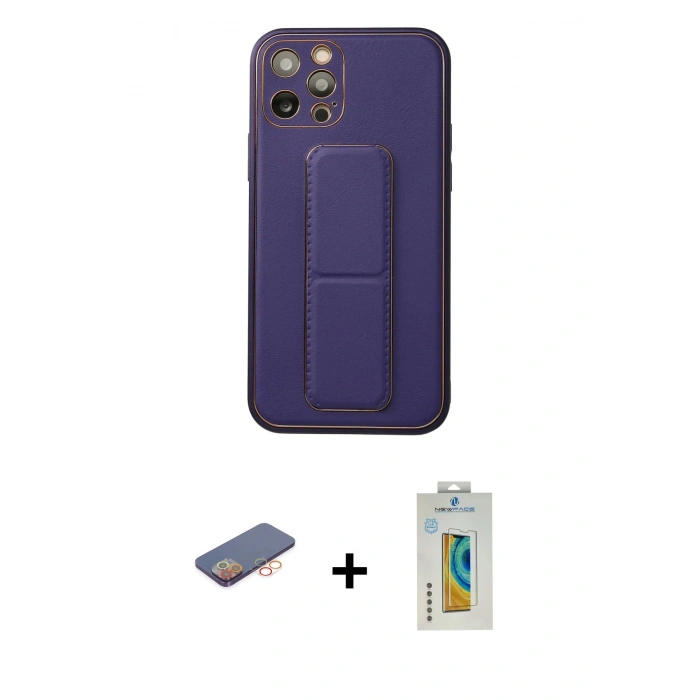 MARSİLYAN™- iPhone 12 Pro Kılıf Akış Doku - Siyah Polymer Nano Ekran Koruyucu + Renkli Kamera Lens Koruma Cam - TU