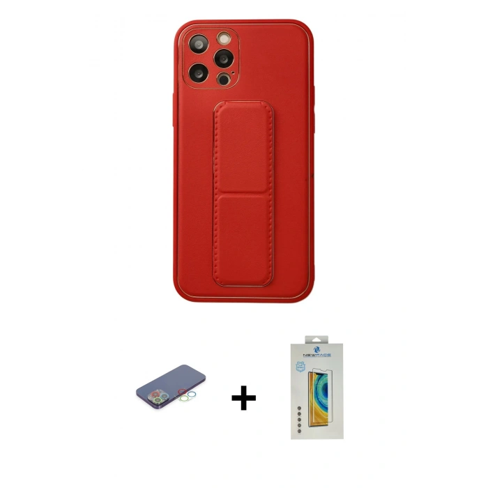 MARSİLYAN™- iPhone 12 Pro Kılıf Akış Doku - Siyah Polymer Nano Ekran Koruyucu + Renkli Kamera Lens Koruma Cam - MI