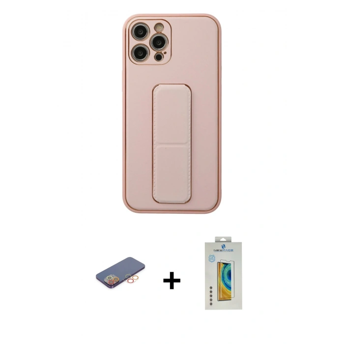MARSİLYAN™- iPhone 12 Pro Kılıf Akış Doku - Siyah Polymer Nano Ekran Koruyucu + Renkli Kamera Lens Koruma Cam - TU
