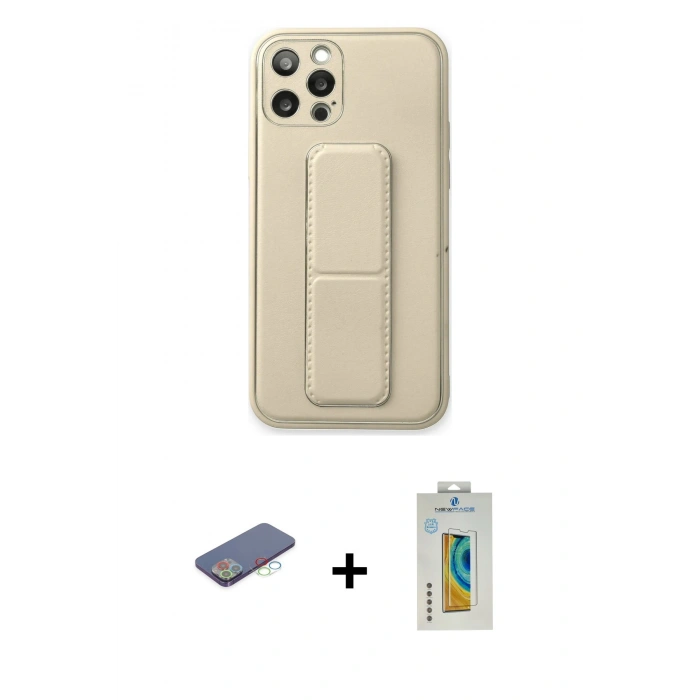 MARSİLYAN™- iPhone 12 Pro Kılıf Akış Doku - Siyah Polymer Nano Ekran Koruyucu + Renkli Kamera Lens Koruma Cam - MI