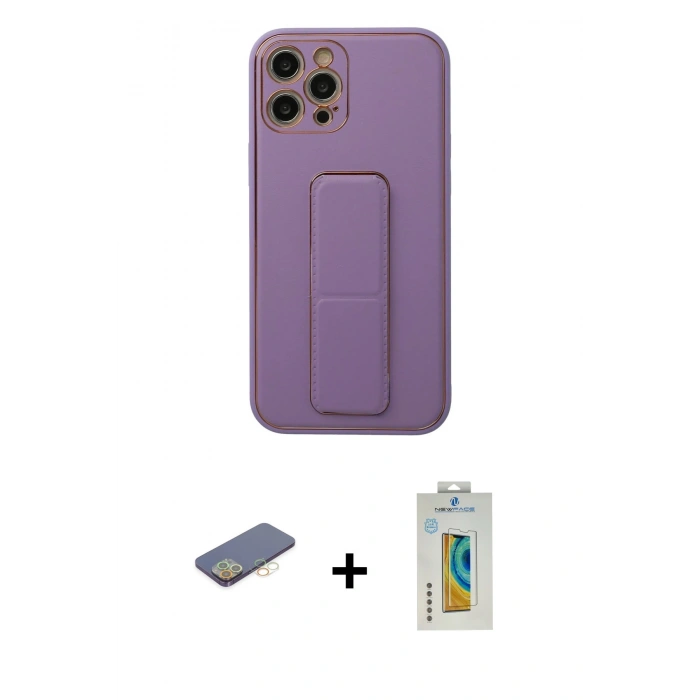 MARSİLYAN™- iPhone 12 Pro Kılıf Akış Doku - Siyah Polymer Nano Ekran Koruyucu + Renkli Kamera Lens Koruma Cam - SI