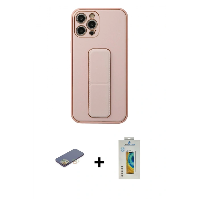 MARSİLYAN™- iPhone 12 Pro Kılıf Akış Doku - Siyah Polymer Nano Ekran Koruyucu + Renkli Kamera Lens Koruma Cam - SI